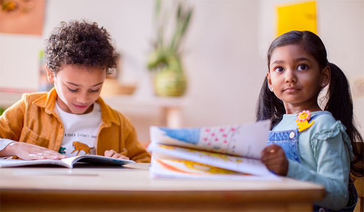 two kids learning phonics