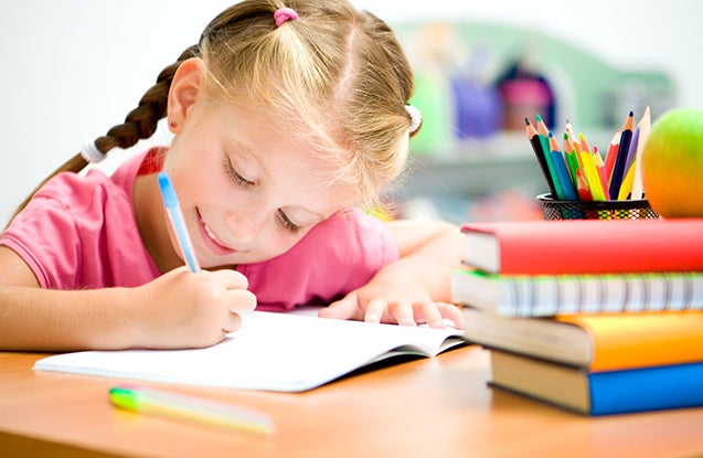 Young girl learning compound words for kids