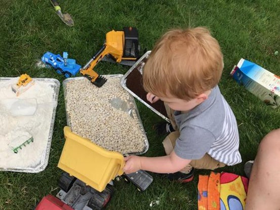 Dump Truck Sensory Bin Activity