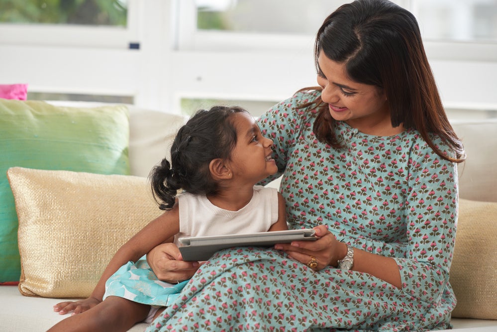 Mom reading to child