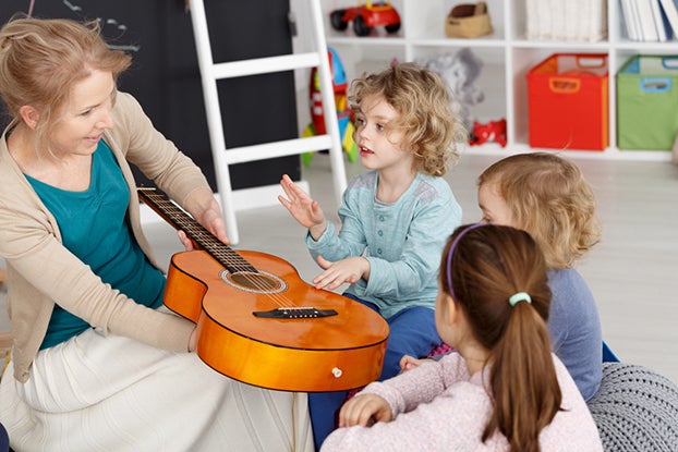 music time during first day of kindergarten