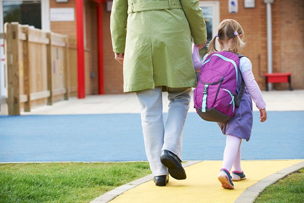 walk to the first day of preschool
