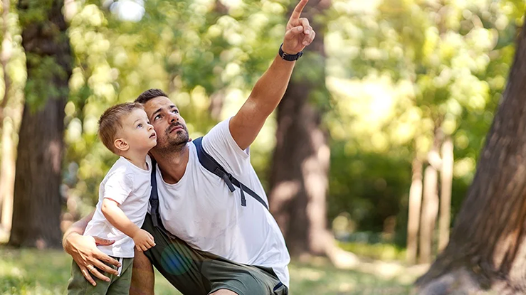 dad pointing out something in nature