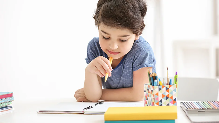 Kid doing a wordsearch