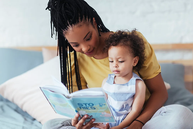 Mom reading to child