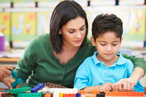 Mom helping with 2nd grade math